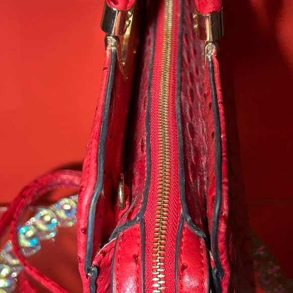 Dasein Elegant Red Ostrich Crossbody/Handbag 14” x 11” x 3.5” NWOT - Picture 6 of 13